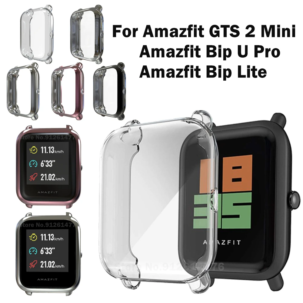 Custodia Protettiva TPU Per Amazfit GTS 2e / GTS 2 – Cover Ultrasottile Con Pellicola Inclusa (Nero + Trasparente)