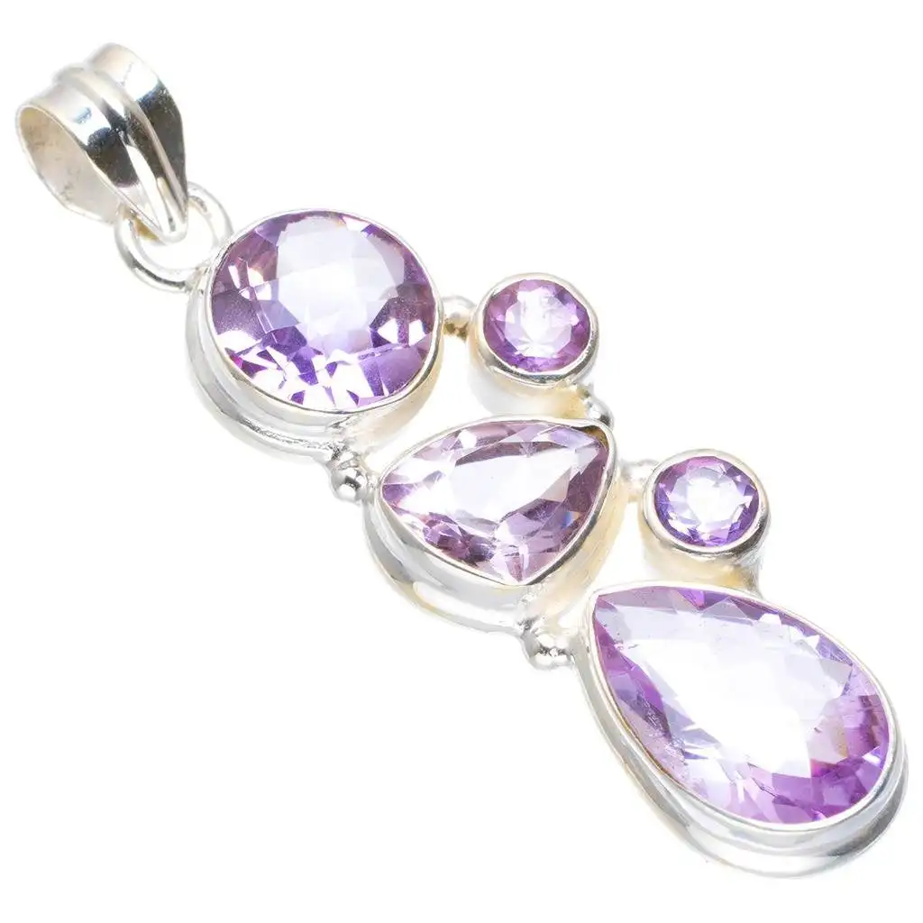 

StarGems Amethyst Handmade Unique 925 Sterling Silver Pendant 2" A1607