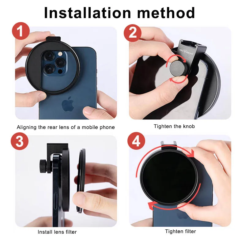 Lightdow 67mm Mobile Phone Lens Metal Filter Holder Filter Holder with Cold Shoe for ND8 CPL White Soft UV Star Filter 2