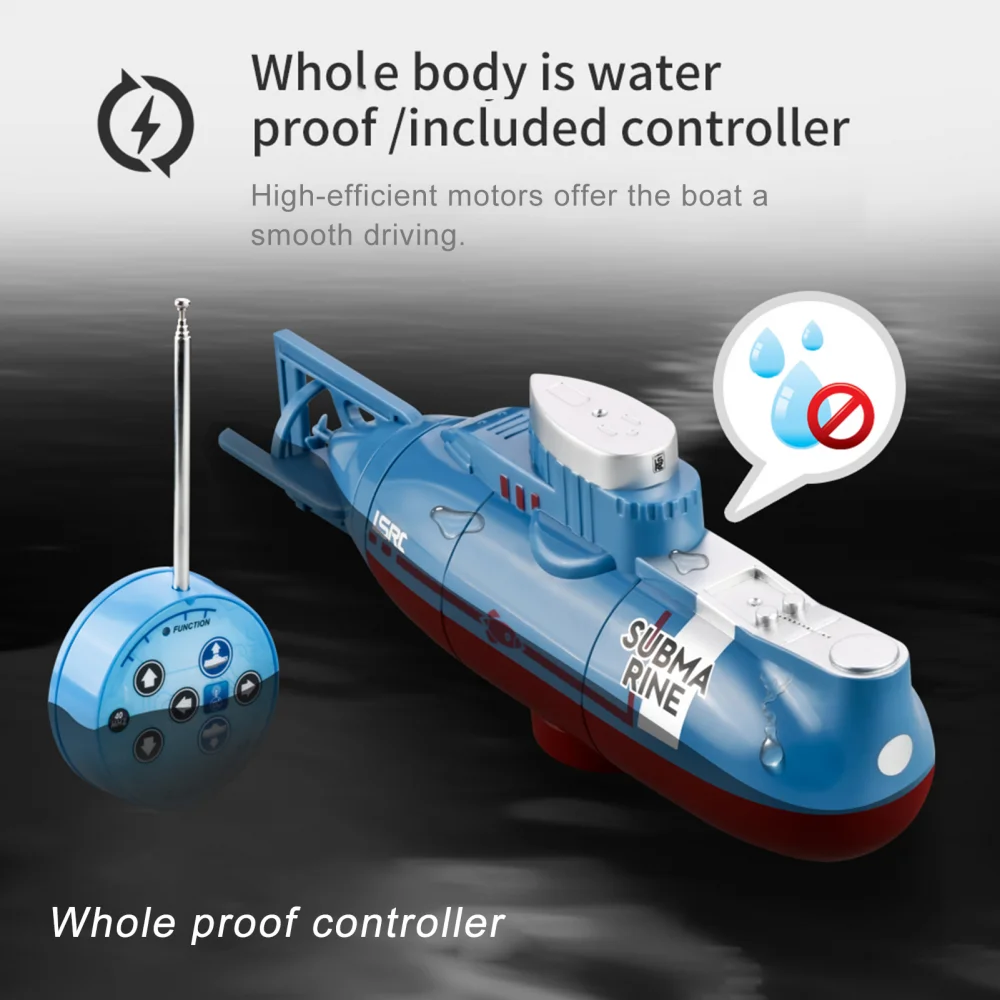 Mini RC Submarine Electric Remote Control Boat Waterproof Diving Toy Simulation Model for Kids Boys Girls Children's Day Gift 6