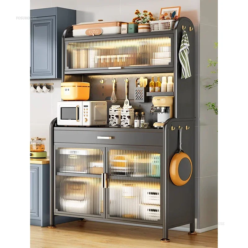 Carbon Steel Simple Cabinet for Restaurant Multi-layer Hanging Design Kitchen Cabinets Modern Creative Sideboard for Living Room
