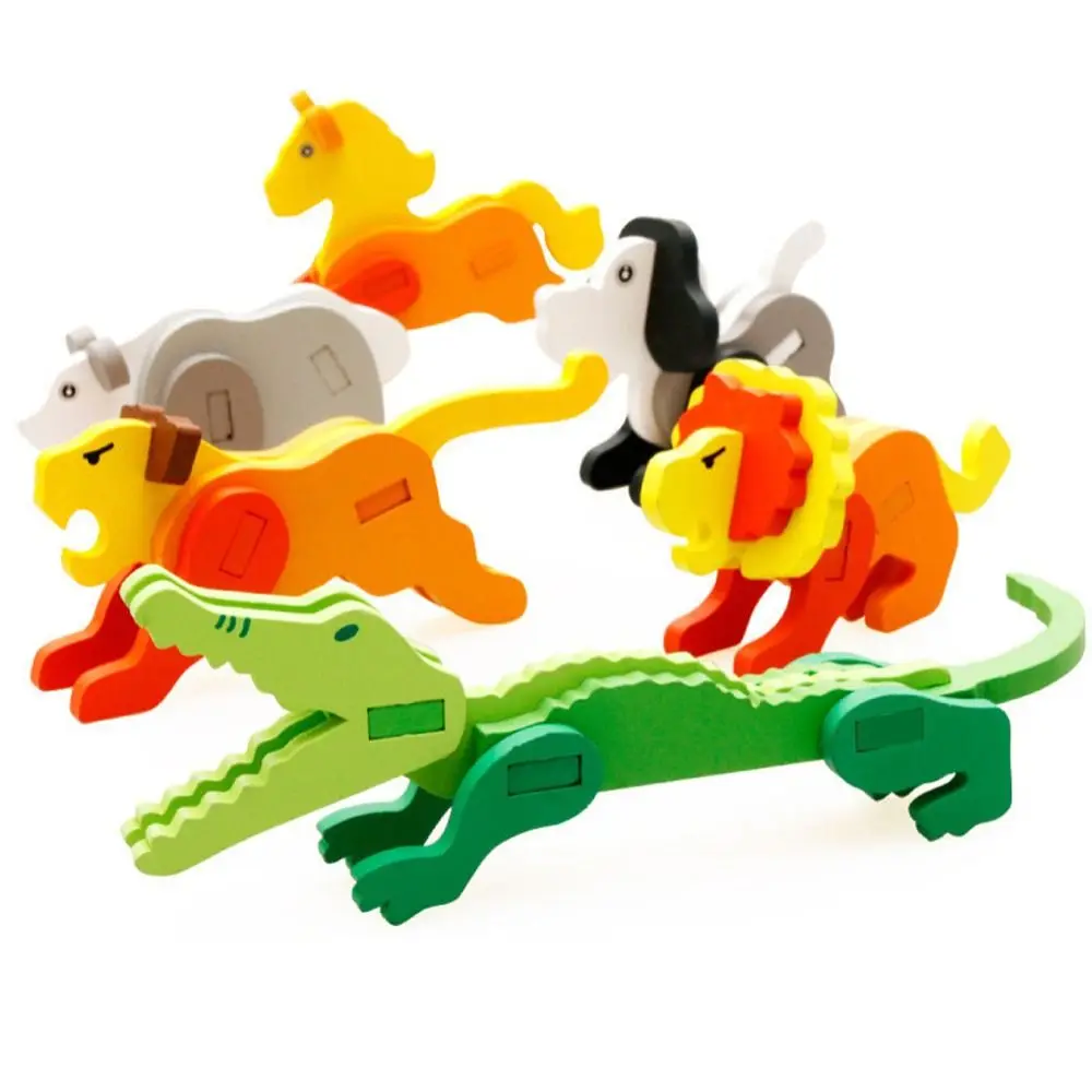 

Cartoon Yellow Duck Penguin Intelligence Game Animals Puzzle Board Baby Wooden Puzzle Toy Kids Building Block 3D Puzzle Toys