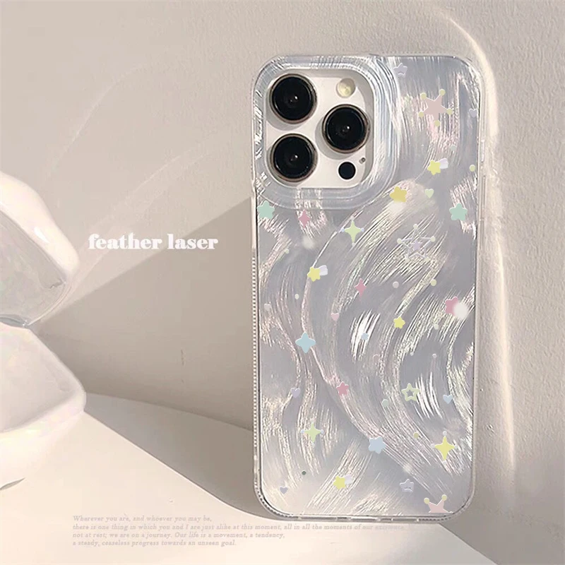 Korean Cute Y2K Star Minimalist Clear Phone Case - TPU Soft Cover