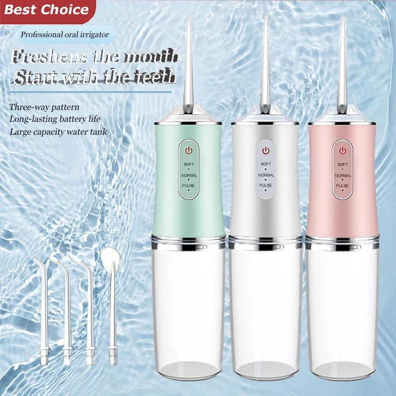 Portable Oral Irrigator, Powerful and Rechargeable Water Flosser for Teeth Brace Care IPX7 Waterproof Water Dental Picks