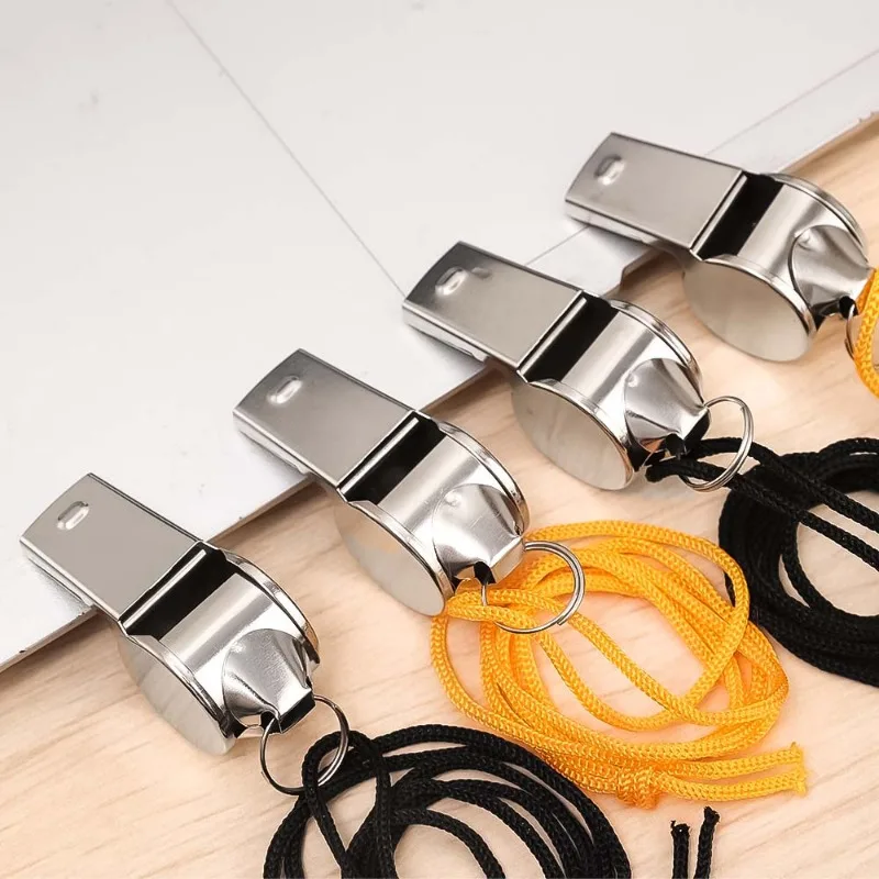 Stainless Steel Sports Whistle with Lanyard