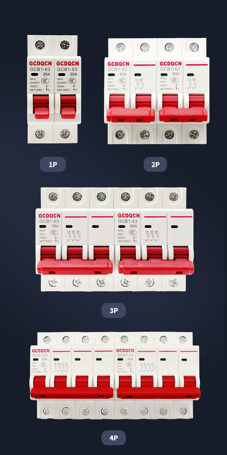 400 ~ 6A, 10A, 16A, 20A, 25A, 32A, 40A, 50A, 63A