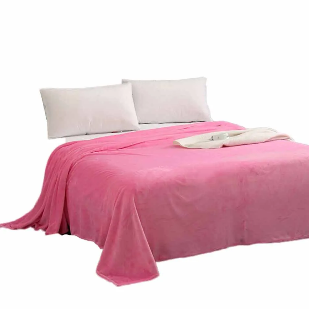 Description Picture 3 of itemSpring Winter Winter Flannel Blanket Fluffy Warm Soft Sofa Cover Bedspread Solid Blue Black Coral Fleece Plush Blankets For Beds