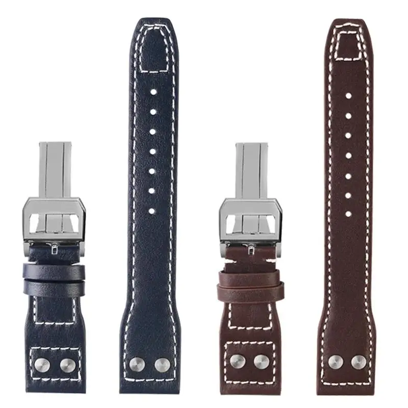 SCHIK 20mm 21mm 22mm Genuine Leather Watch Band For IWC Big Pilot Flamethrower Little Prince Mark Strap Willow Nail Bracelet