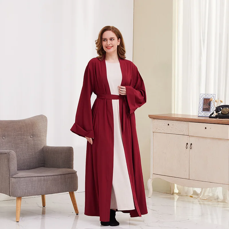 Islamic Women's Clothing  Lace-Up Cardigan Robe Muslim Abayas Modest Outfits for Women Robe De Soiree Femme Pour Mariage