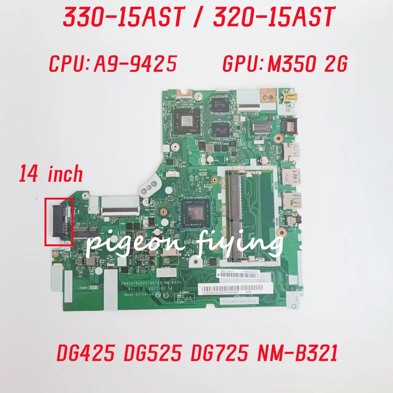

Семейная материнская плата для Lenovo Ideapad 330-15AST 320-15AST, материнская плата для ноутбука, Процессор: Φ GPU: M350 2G 100%, тест ОК