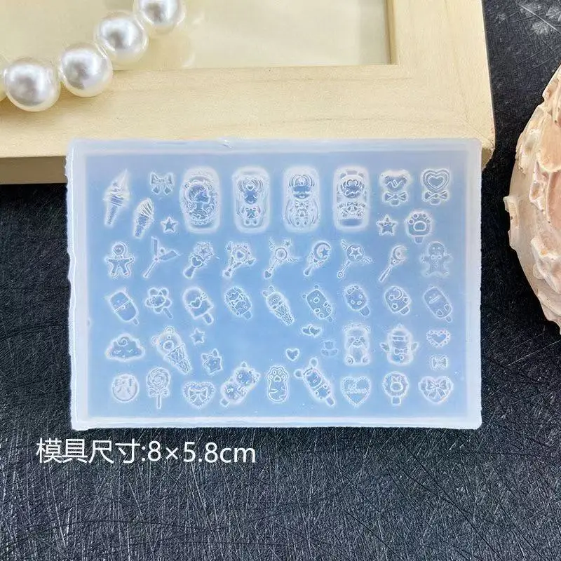 1pc 헬로 키티 아름다운 소녀 3D 아크릴 금형 네일 아트 장식 손톱 DIY 디자인 실리콘 네일 템플릿 네일 금형