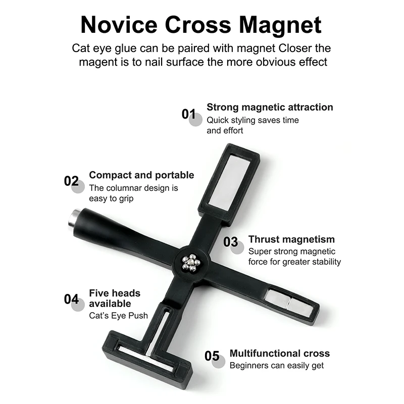 5 in 1 magnetic nail art tools Magnet Stick Silicone Cat Eye Magnetic Nail Gel Polish Line Strip Flower Multifunction Magnet Tool