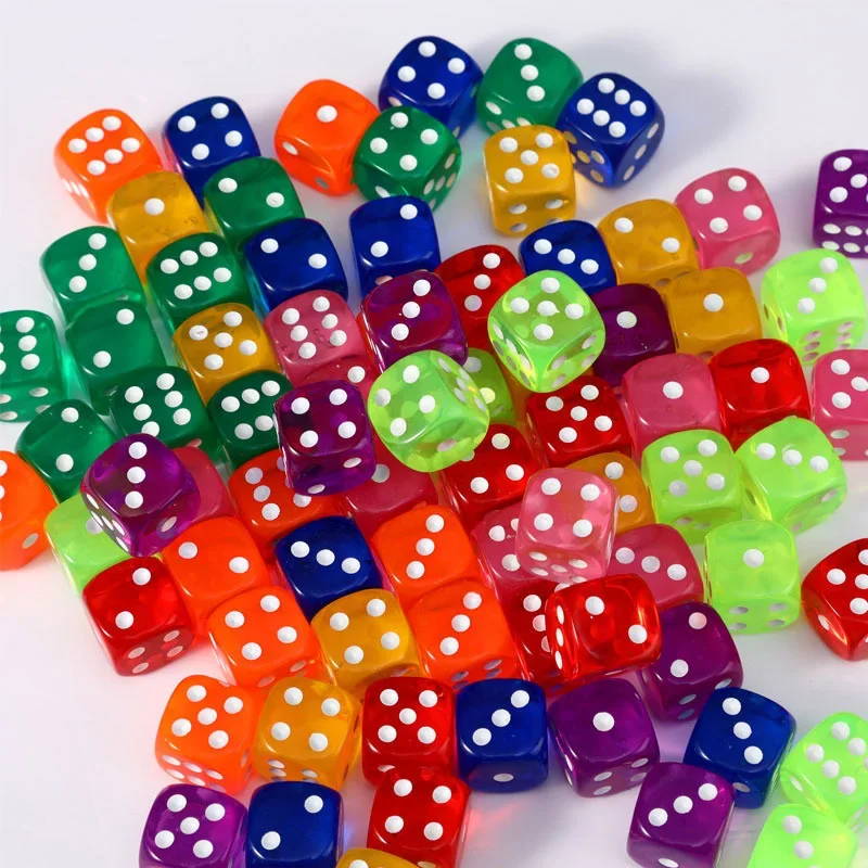 Game Dice, Dice Set, Acrylic Dice 10PCS/Lot Dice Set 8 Colors Transparent Acrylic 6 Sided Dice Club/Party/Family Games 18mm