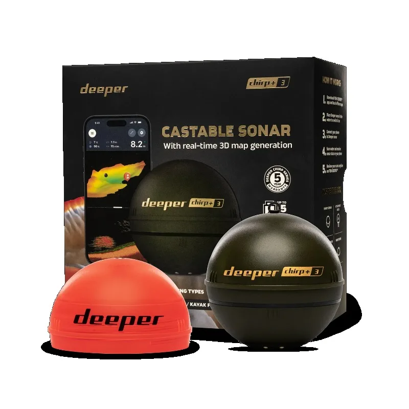Deeper Smart Sonar Chirp+3 : Sondeur 3D GPS sans fil pour pêche glace/bord/bateau iOS Android