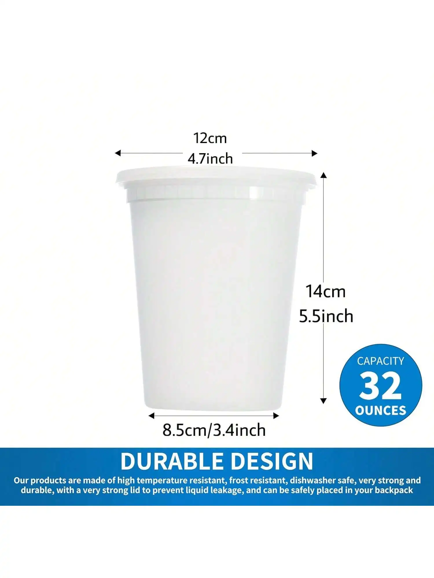 24Pack 32oz Deli Containers Lids Food Storage Containers Plastic Deli Lids Slime Soup Meal Prep Containe