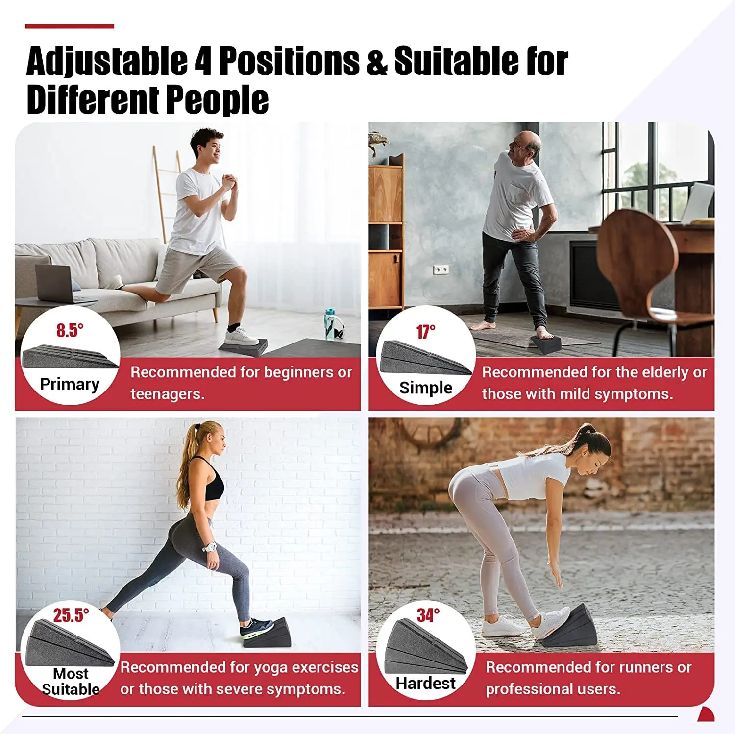 3pcs/Set Yoga Bricks Squat Wedge Blocks Slant Board Adjustable Non-Slip Foot Stretcher for Exercise Gym Fitness Yoga Accessories