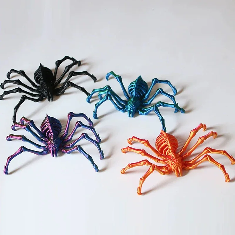 3D Printed Spider Movable Retractable Joint Fidget Toy Articulated Movable Elastic Spider Simulation Esktop Ornament Kid's Toy