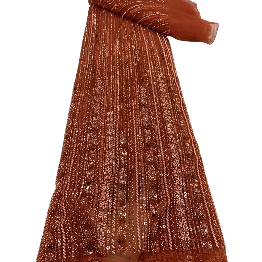 

African Lace Fabric High Quality Nigerian Party S-1401422 Bead Embroidery French Tulle Lace Materials