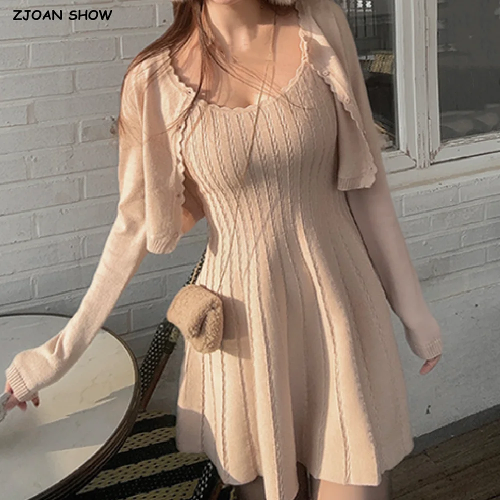 2025 Korea Style O neck Single-breasted Button Knitted Cardigan+Twist ...