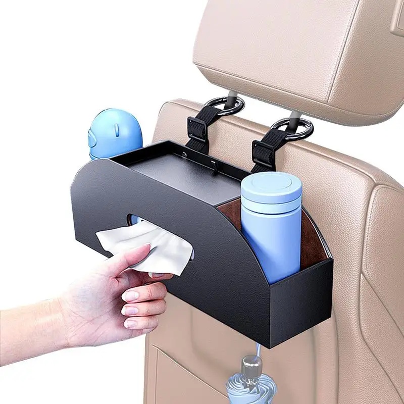 

Backseat Car Organizer Car Storage Holder With Cup Holders Multi-Functional Car Organization For Kids Tissue Box And Storage Box