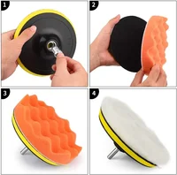 7/11pcsPolishing Sponge Plate Set Imitation Plush Waxing Grinding Cleaning Sponge Wheel Car Beauty Set Electric Drill Polishing 2