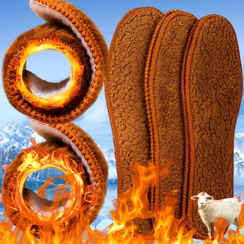 Plush Warm Insole for Shoes Thicken Snow Boots Shoe Sole Men Woman Heating PadsThermal Insert Winter Sports Running Insoles