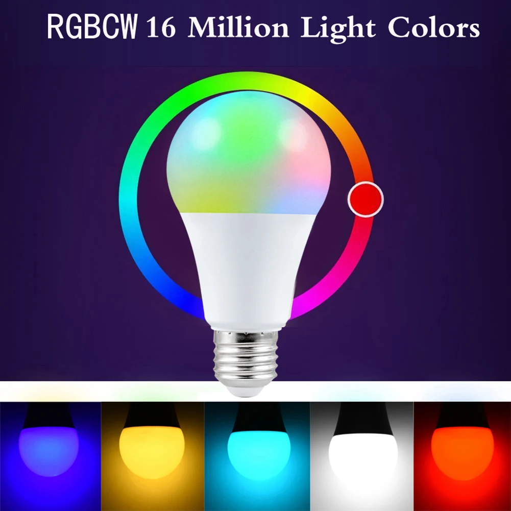 리모컨 RGB LED 디밍 스포트라이트 전구, 가정 침실 거실용 무방사선 절전 전구, 5W, 10 W, 15W