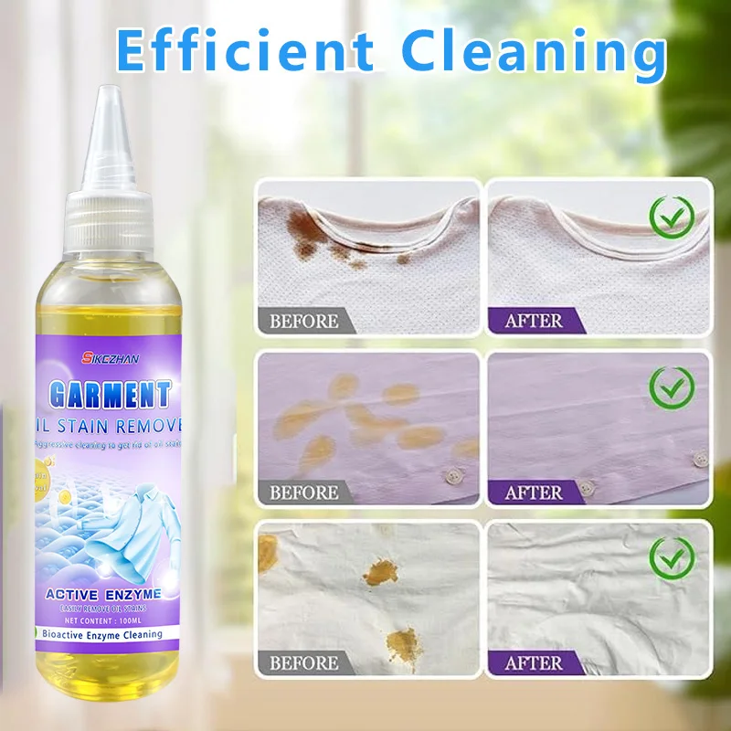 Laundry Stain Remover,Active Enzyme Clothing Stain Remover, Clothes Remover for Clothes,Clothes Oil Remover SIKEZHAN