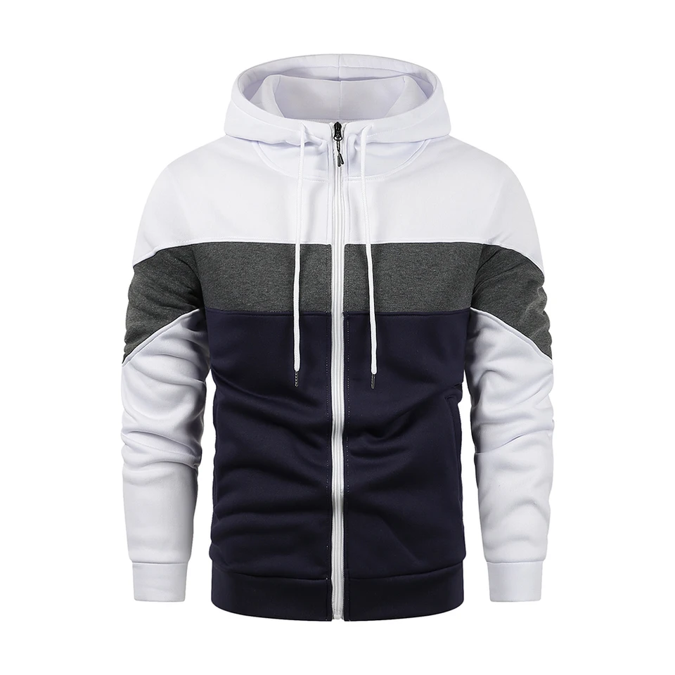 Sweat à Capuche Homme Noël - Coupe Ample, Zip, Patchwork Coloré, Idéal Pour Les Fêtes Ou Loisirs