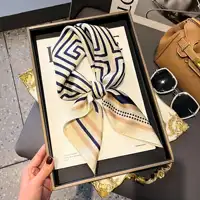 Fashion Luxury Brand 70cm Silk Square Scarf Women Satin Neck Tie Female Hair Bandana Headkerchief Shawl Wrap Hijab Echarpe 4