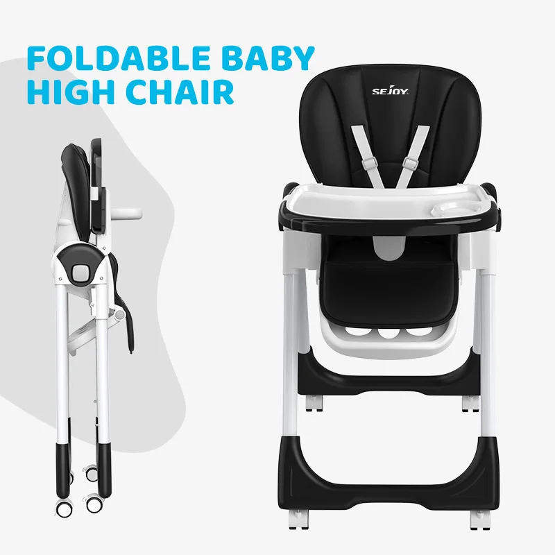 8-Position Adjustable Baby High Chair with 4-Recline Seat,