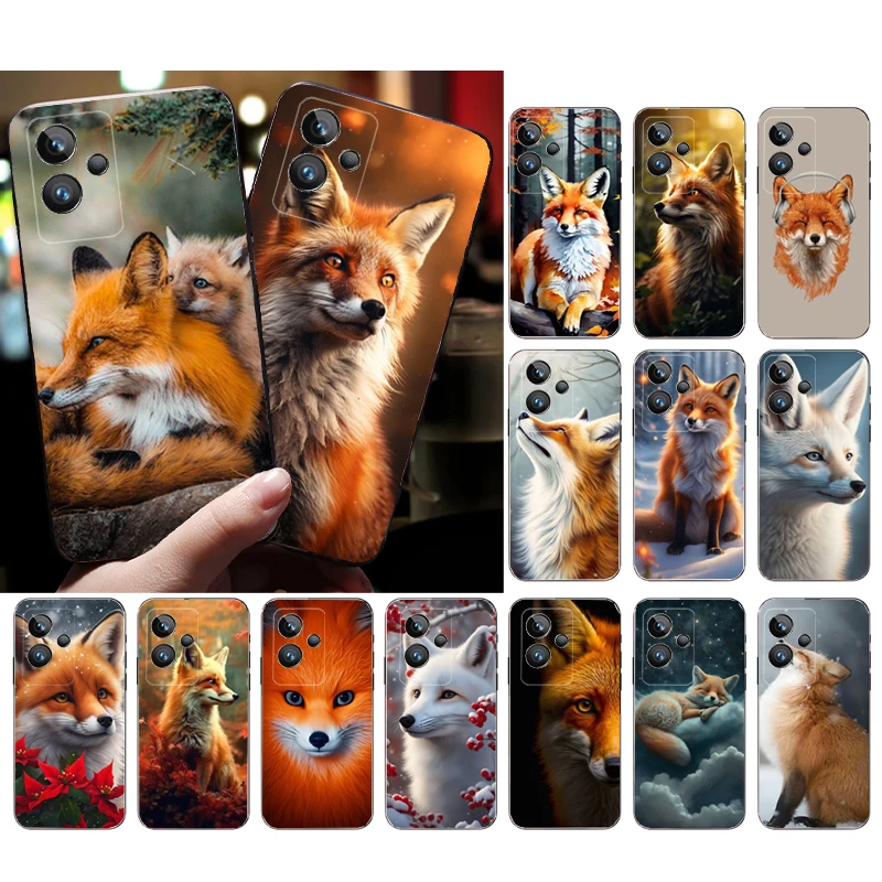 

Cute Red Fox Phone Case For OPPO Realme 10 Pro Plus GT 2 Pro X2 Pro XT C25S 8 7 6 Pro 6i GT Master C3 C21 C21Y X3 SuperZoom