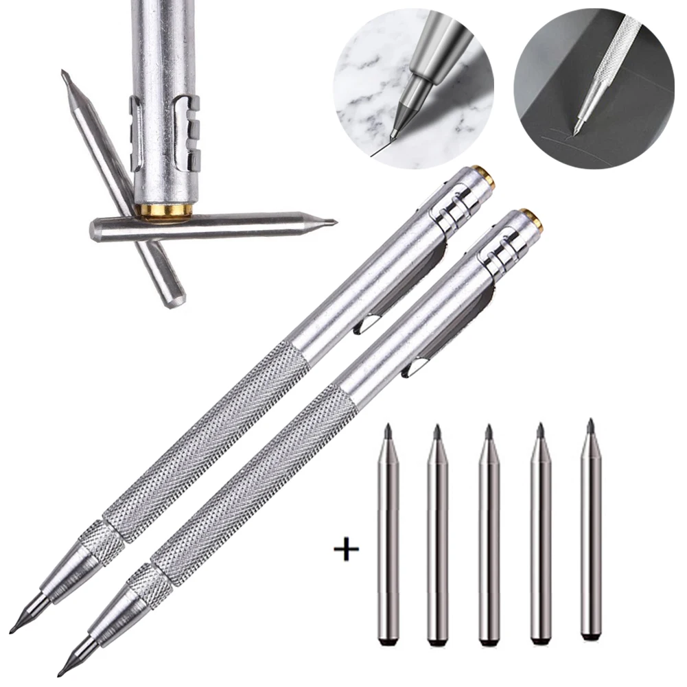 

2pcs Scriber Pen With 10pcs Replacement Tungsten Carbide Tip For Engraving Metal Sheet Stainless Steel Ceramic Glass Marking Tip