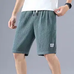 Men Athletic Shorts Quick Drying Ice Silk Men's Athletic Shorts With Elastic Drawstring Waist Pockets For Running Sports Solid