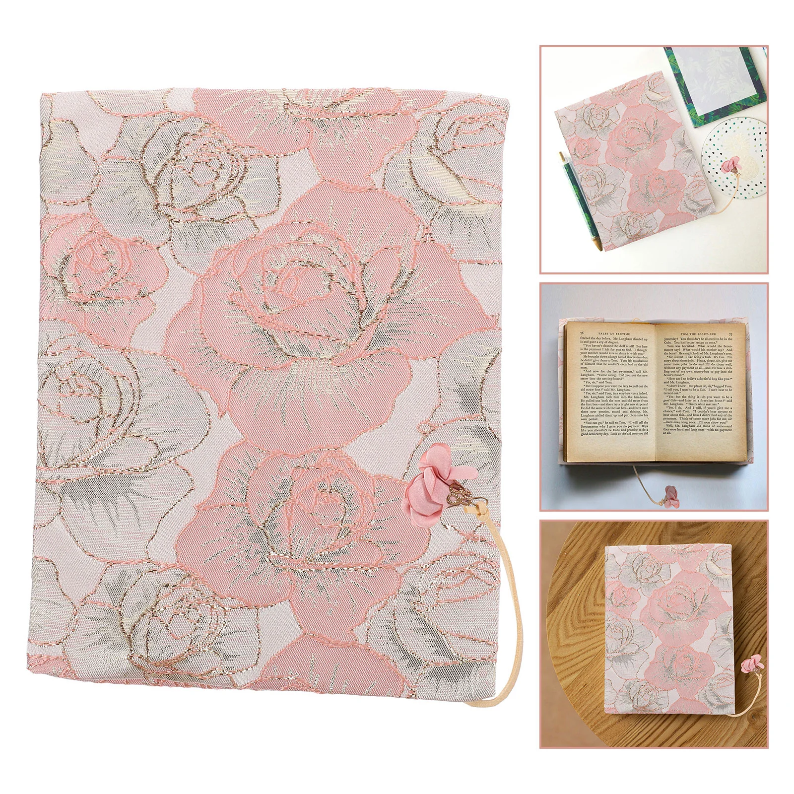 

Book Cover Sleeve Protector A5 Book Covers Hardcover Soft Cloth Book Protector Flower Pattern Adjustable Book Sleeve Notebook