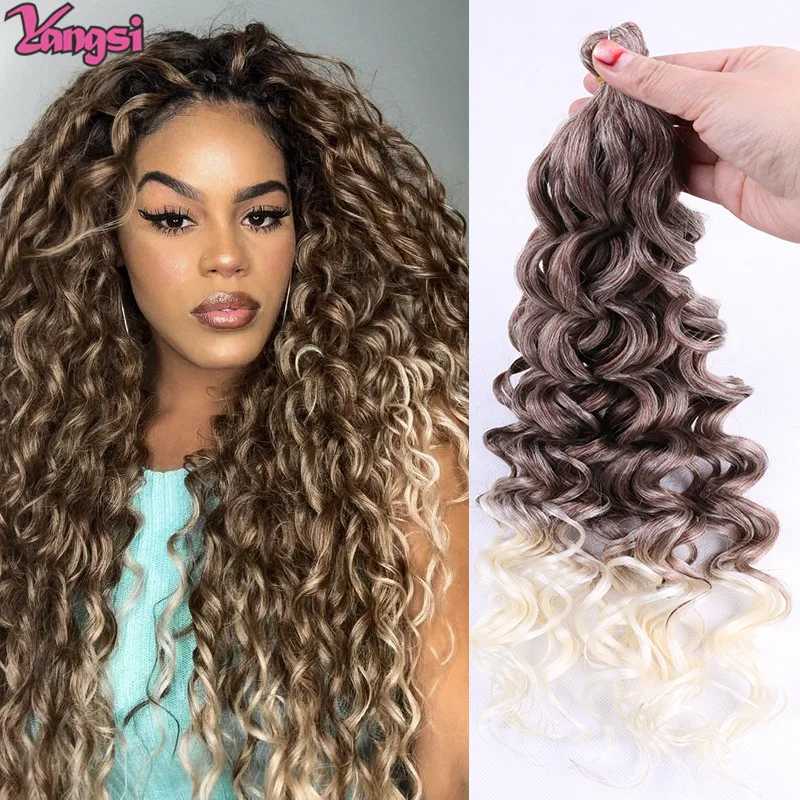 

Full Star Ocean Wave Braiding Hair Extensions Crochet Braids Synthetic Hair Hawaii Afro Curl Pink Ombre Blonde Curly Water Wave