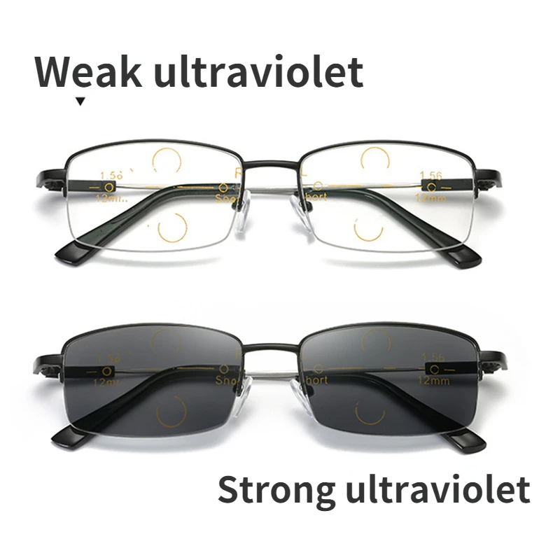 Color Changing Presbyopia Glasses  Men's Automatic Zoom Anti Blue Light Far and Near Reading Glasses 3