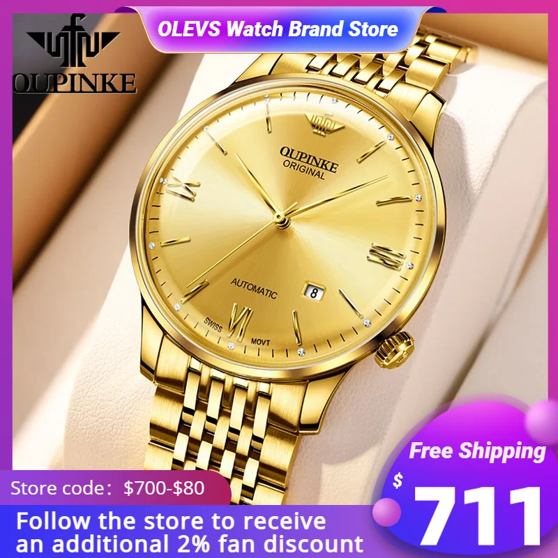 Luxury OUPINKE Men's Mechanical Watch Ultrathin Swiss Mechanical Movement True Diamond Business 50M Waterproof Men's Watch ковш swiss diamond xd 6720 ic