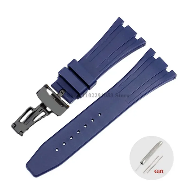 Premium 27mm Waterproof Rubber Watch Strap with Solid Butterfly Buckle