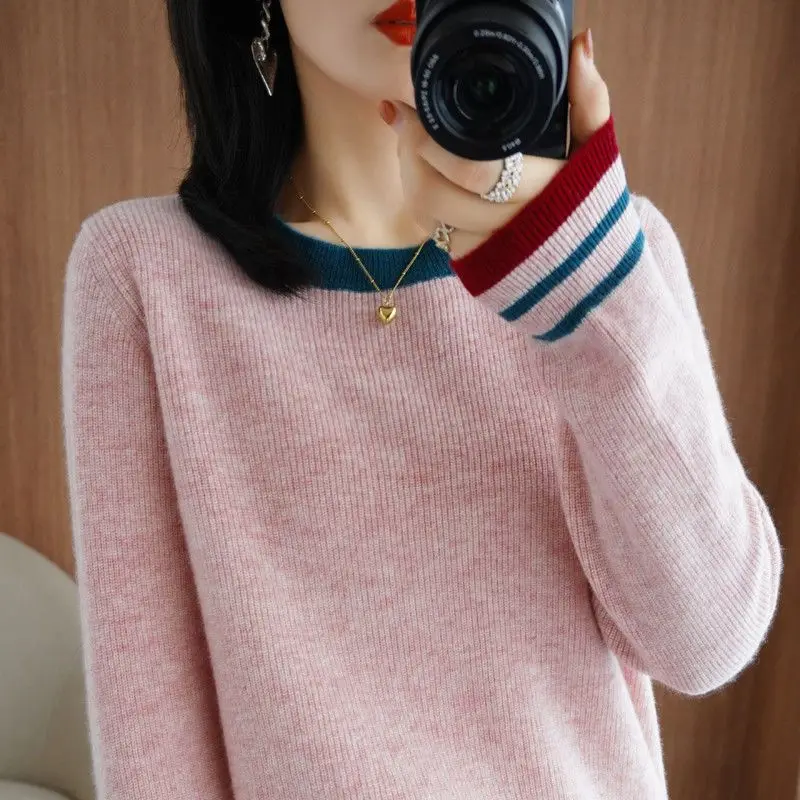 

Women Autumn Winter O-neck Sweater Vintage Solid Basic Knitted Top Casual Slim Pullover Korean Fashion Simple Chic Jumper C181