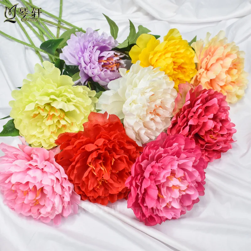 

Big Peony Artificial Flower Wedding Home Decoration Accessories Fake Silk Flower Bouquet Wedding Supplies Room Gifts Plants