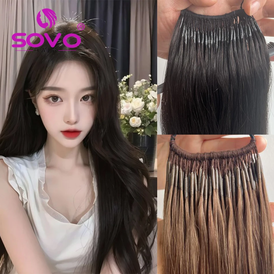0.8G/Pcs Straight Korea Popular Cotton String Twins Tip Hair Extensions String Pre-Bound Chinese Unprocessed Hair Korea Popular