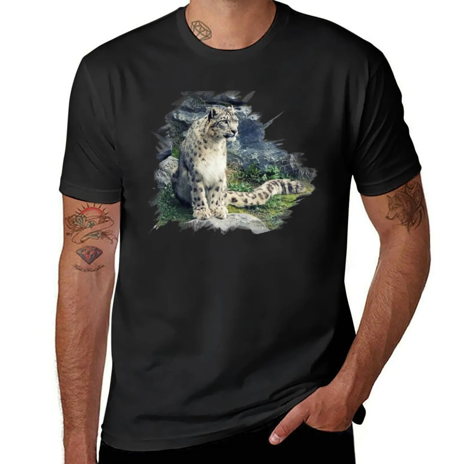 Snow Leopard T-Shirt anime customizeds blanks oversized t shirts for men graphic