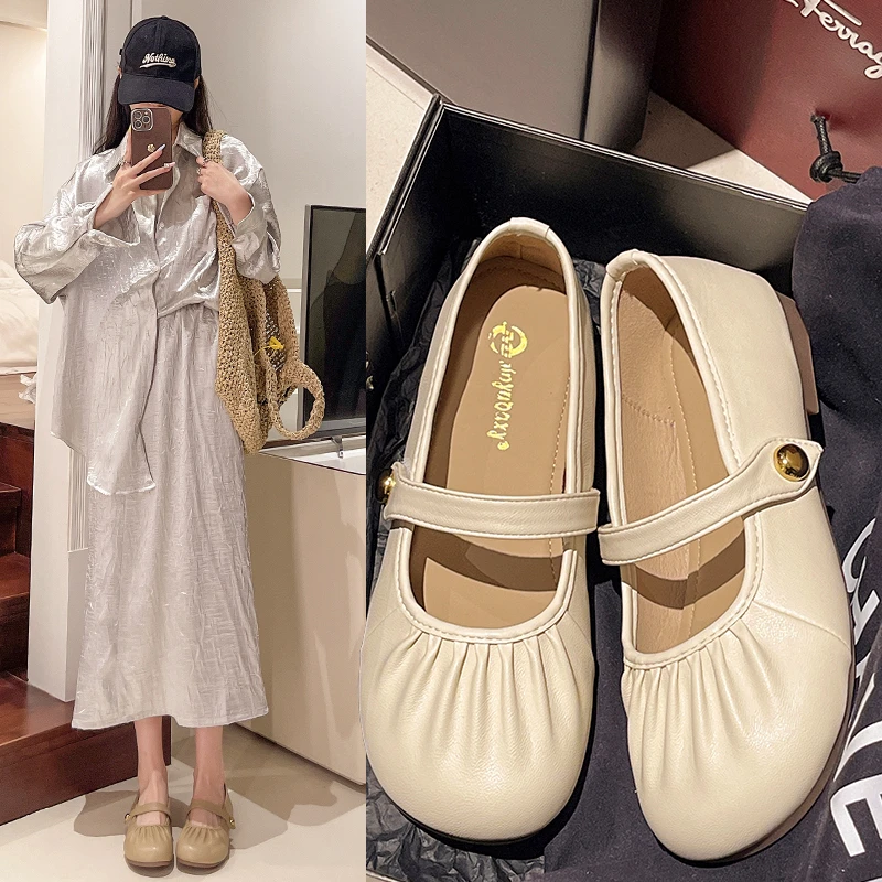 

Плоская модная мягкая подошва с пряжкой одно слово легкие удобные нескользящие дышащие простые износостойкие женские одиночные туфли