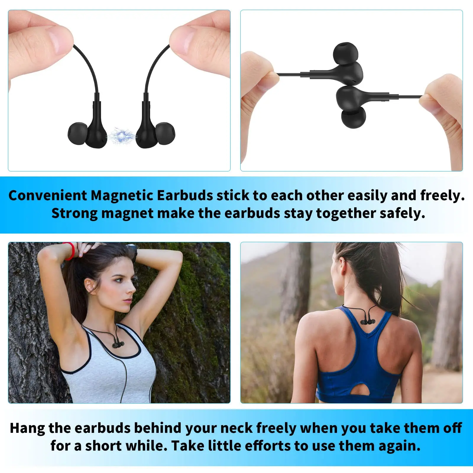 Magnetic Noise-Canceling USB C Wired Earbuds with Mic