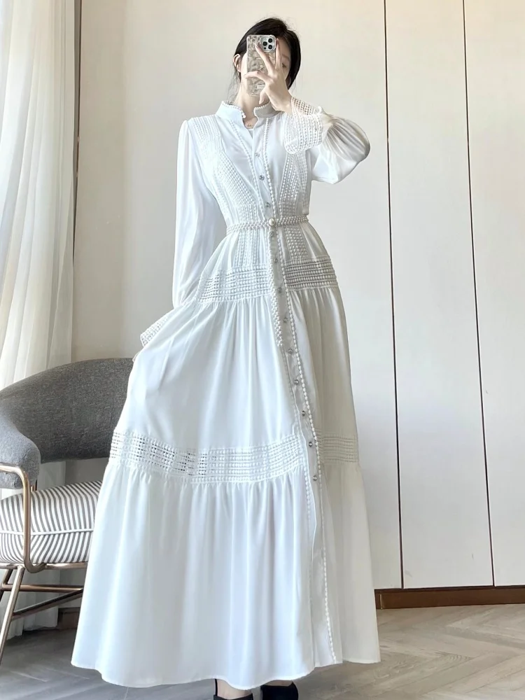French Romantic White Hollow Out Embroidery Splicing One Piece 