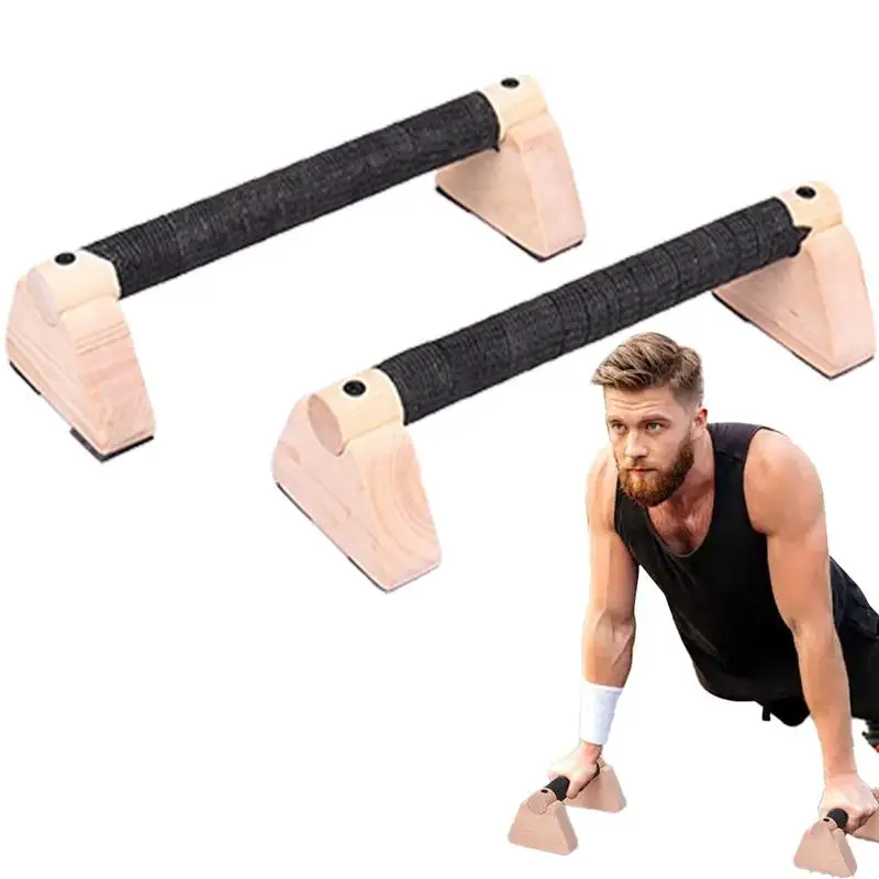 Solid Wood Push Up Bar Pull Up Stand Handles Parallettes Handles Exercise Equipment 2PCS For Home Wood Parallettes Bar push up bar