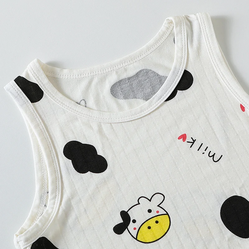3-piece Children's Four Seasons Breathable Comfort Multicolor Vest Boys And Girls Fashion Joker Top Sweat-absorbent Bottoming T