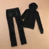 Velvet Tracksuit Solid Color Hooded Women Suit Velvet Sports Suit 2pc Thickened Solid Color Hooded Top + Casual Trousers 1