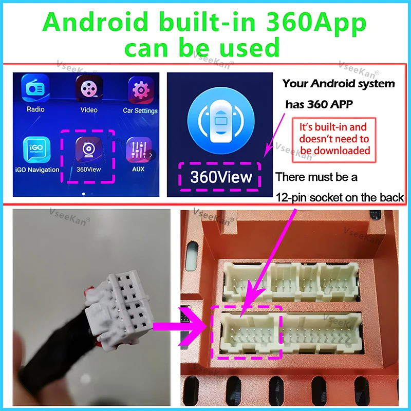 360 panoramic camera 4 pieces 8K AHD 1080P 720P 3D car camera for Android radio